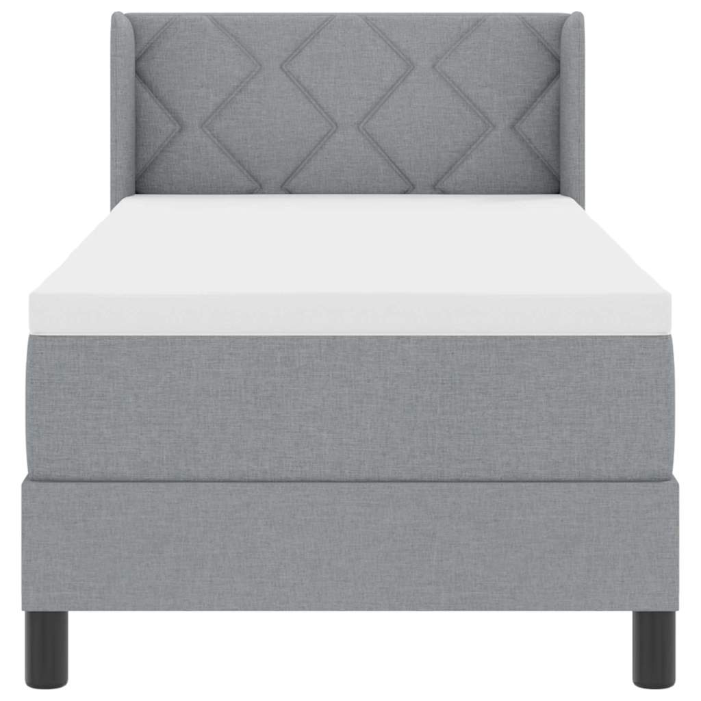 Boxmadras Med Topmadras Lysegrå 80 X 200 Cm Stof Og Ingeniørtræ - Billede 8