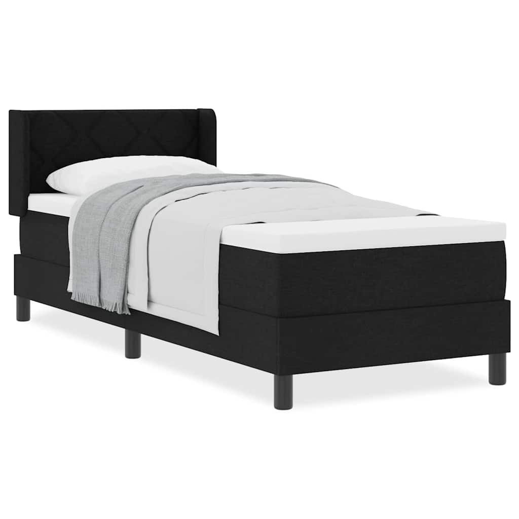 Boxmadras Med Topmadras Sort 80 X 200 Cm Stof Og Ingeniørtræ - Billede 4