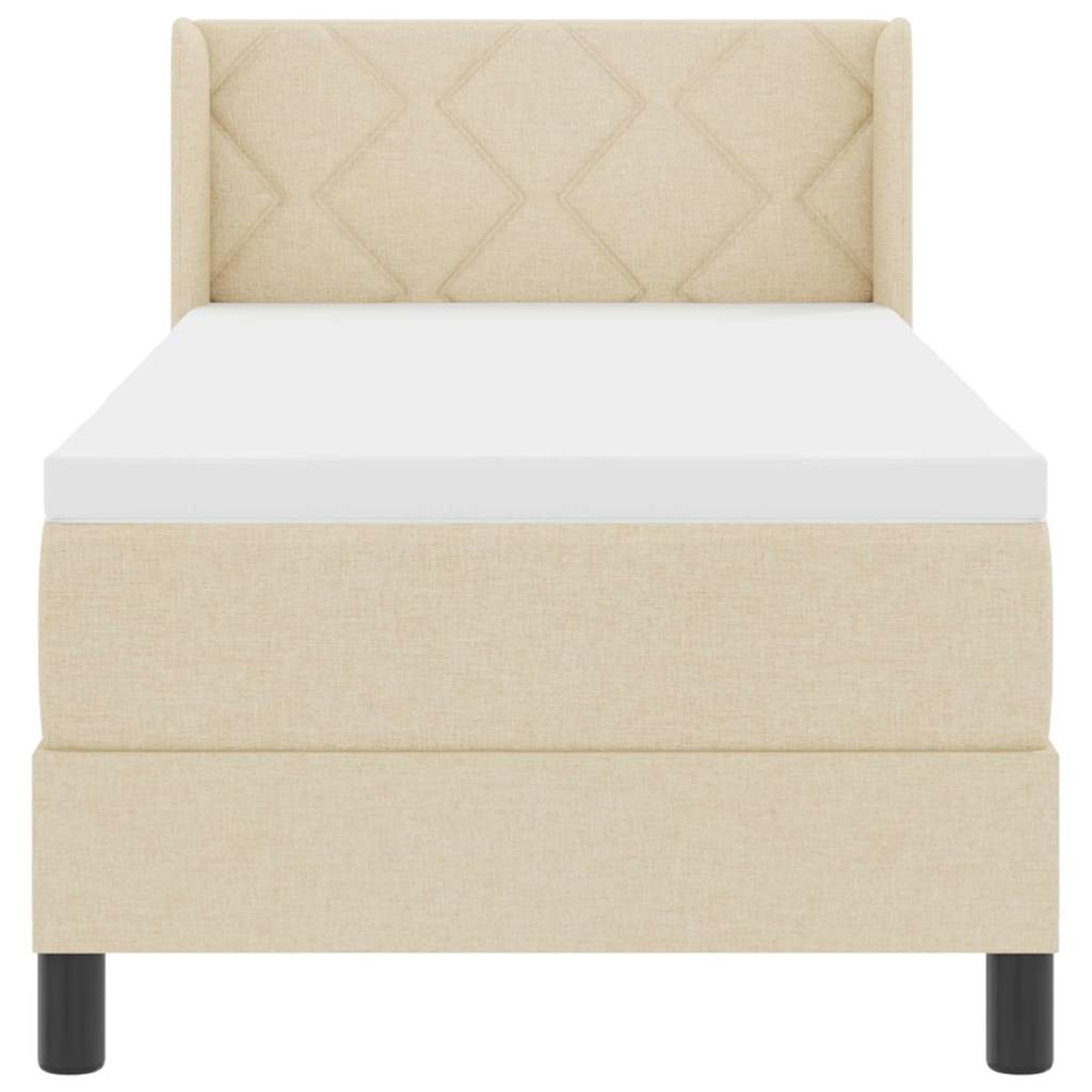 Boxmadras Med Topmadras Creme 80 X 200 Cm Stof Og Ingeniørtræ - Billede 8