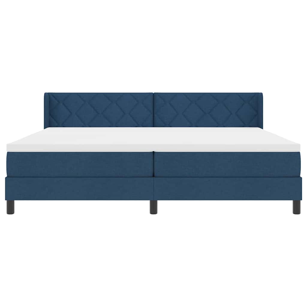 Boxmadras Med Topmadras Blå 200 X 200 Cm Stof Og Ingeniørtræ - Billede 8