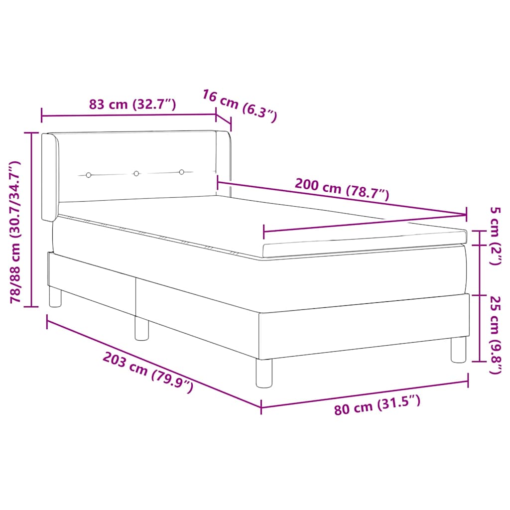 Boks-madrasseng Med Madras Mørkegrå 80 X 200 Cm Stof - Billede 11