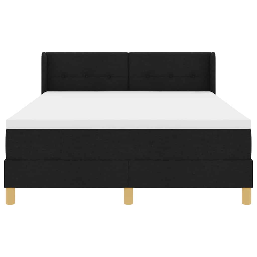 Box Spring Seng Med Madras Hvid Og Sort 140 X 190 Cm Stof - Billede 8