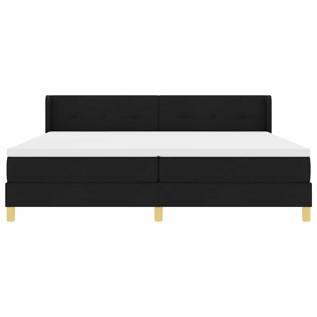 Box Spring Seng Sort 200 X 200 Cm Polstring Og Træ Og Skum - Billede 8