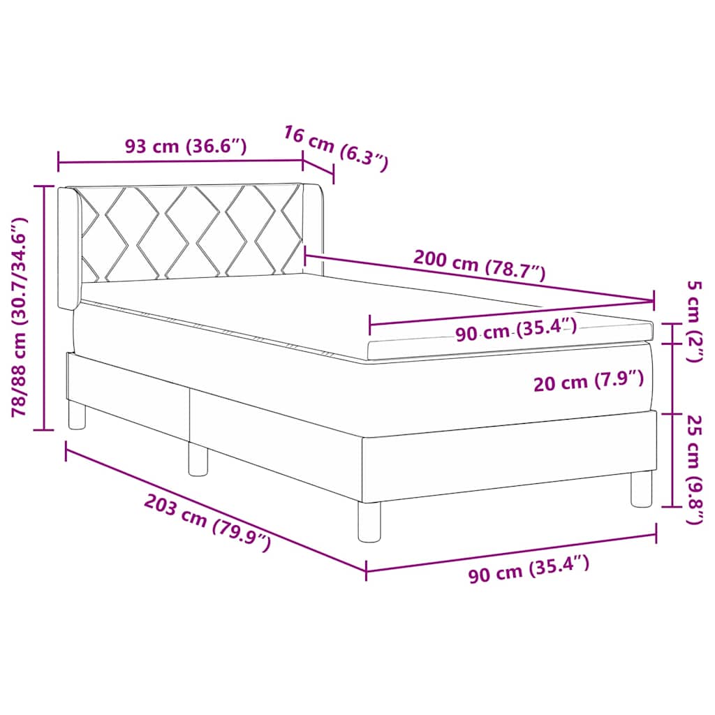 Boks-madrasseng Med Madras Creme 90 X 200 Cm Stof - Billede 13