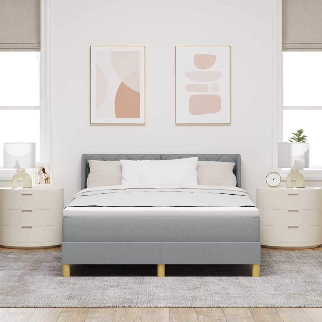 Boks-madrasseng Med Madras Lysegrå 140 X 200 Cm Stof - Billede 5