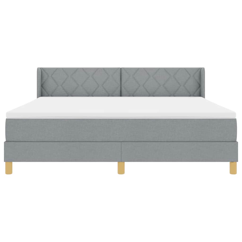 Boks-madrasseng Med Madras Lysegrå 180 X 200 Cm Stof - Billede 8