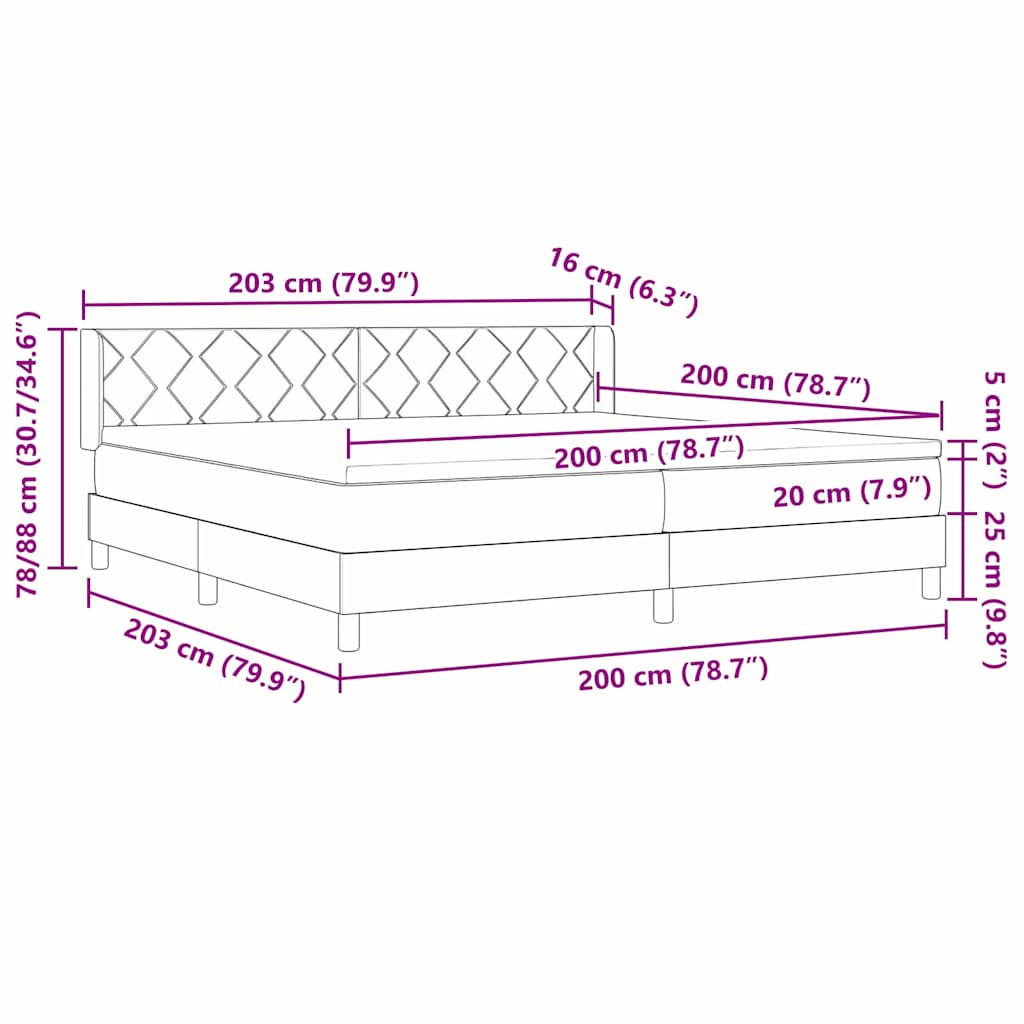 Boks-madrasseng Med Madras Med Hovedgærde Blå 200 X 200 Cm Stof - Billede 13