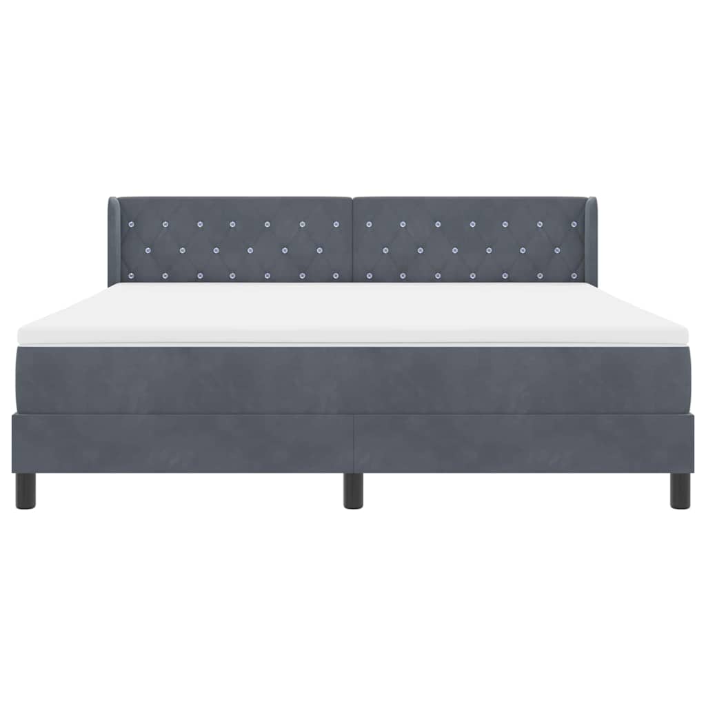 Boxmadras Med Madras Sort 100x200 Cm Fløjl Med Madras Mørkegrå - Billede 8