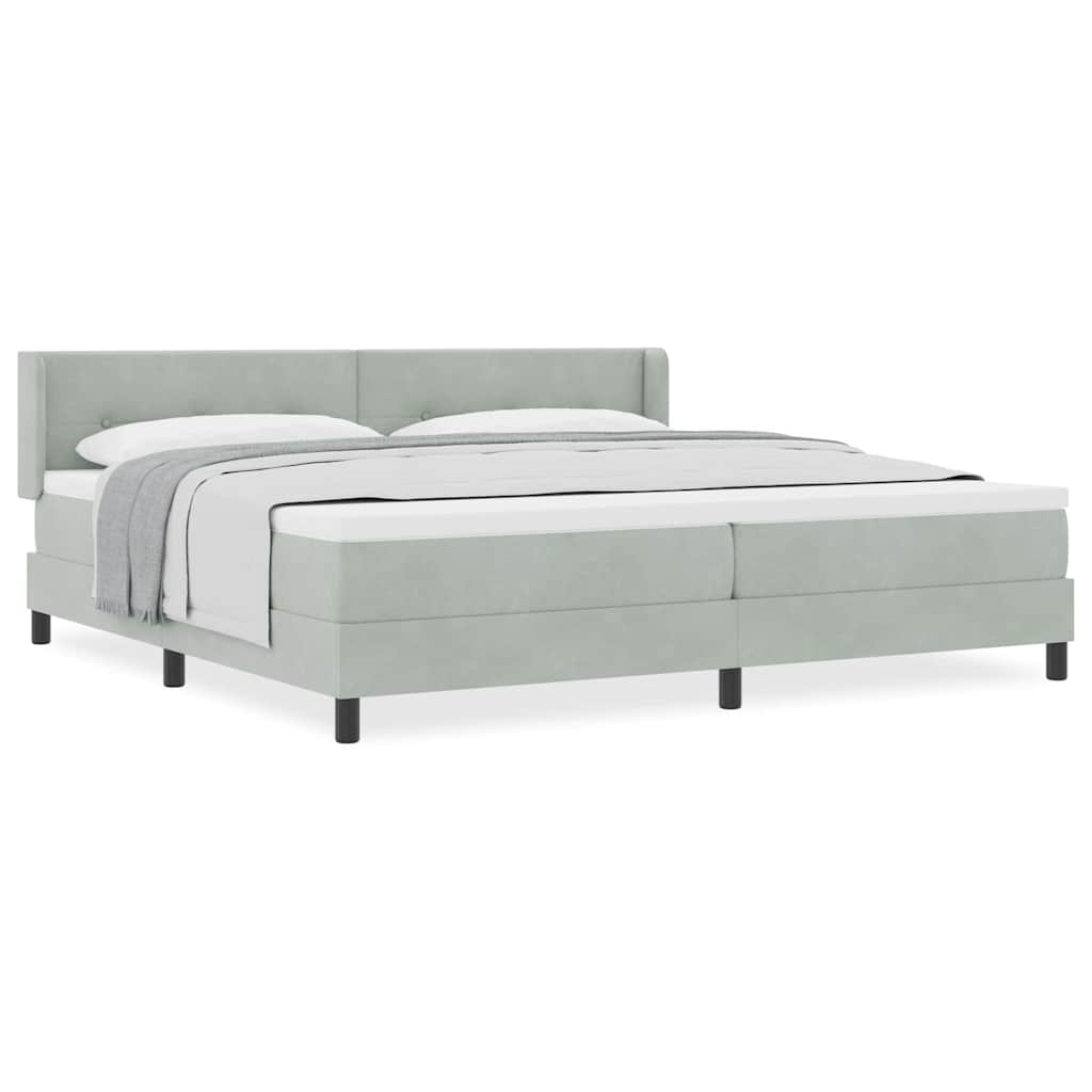 Boxmadras Med Madras Sort 100x200 Cm Fløjl Lysegrå 200 X 200 Cm - Billede 4