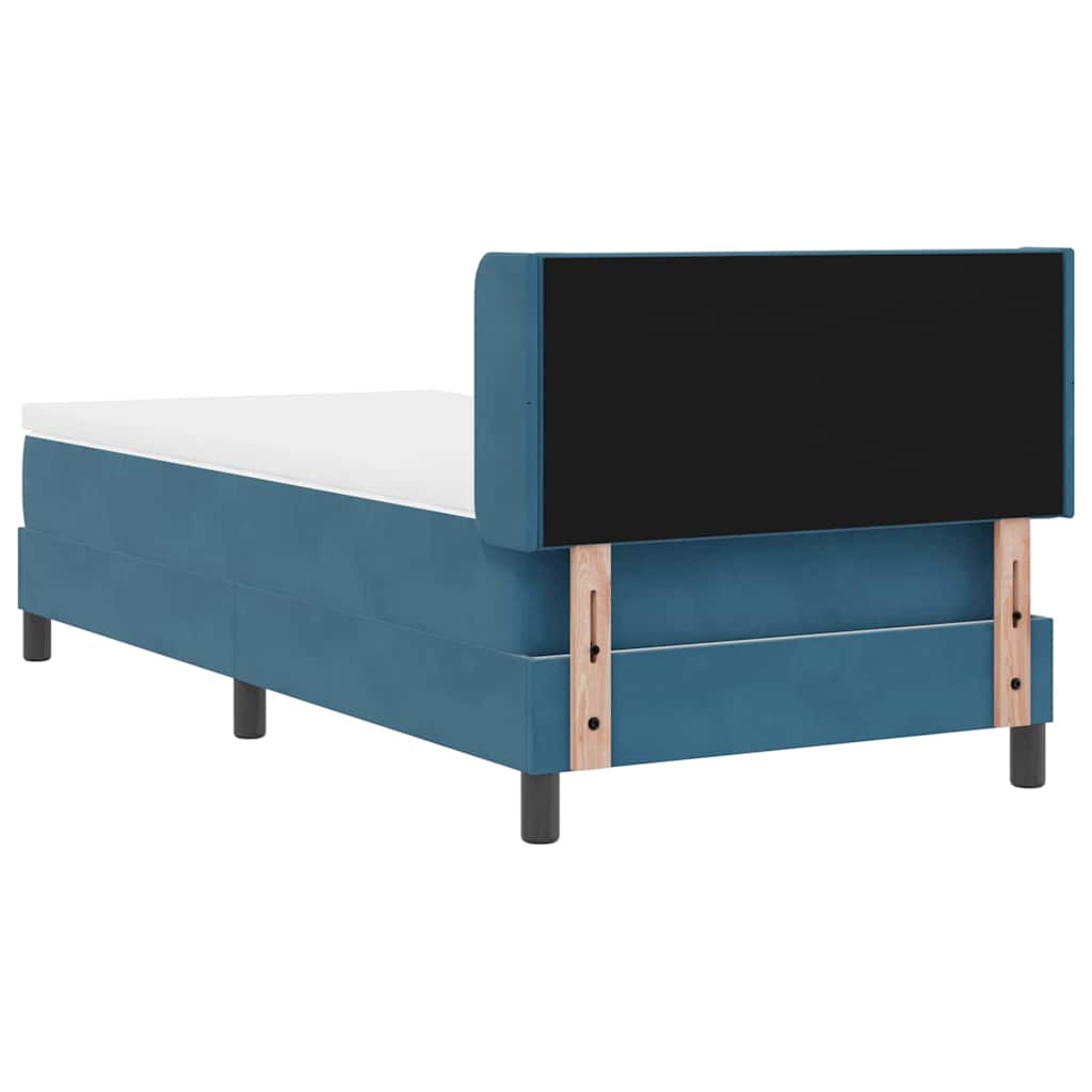 Boxmadras Med Madras Sort 100x200 Cm Fløjl Med Madras Mørkeblå - Billede 9