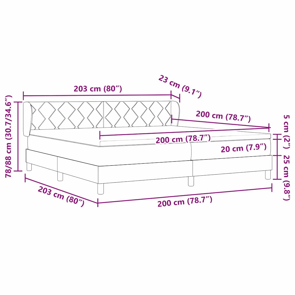 Boxmadras Med Madras Sort 100x200 Cm Fløjl Lysegrå 200 X 200 Cm - Billede 12