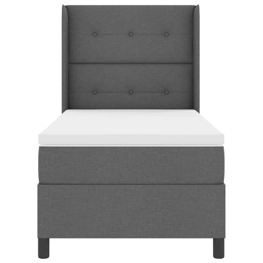 Box Spring Seng Med Madras Mørkegrå 100 X 200 Cm Stof - Billede 8