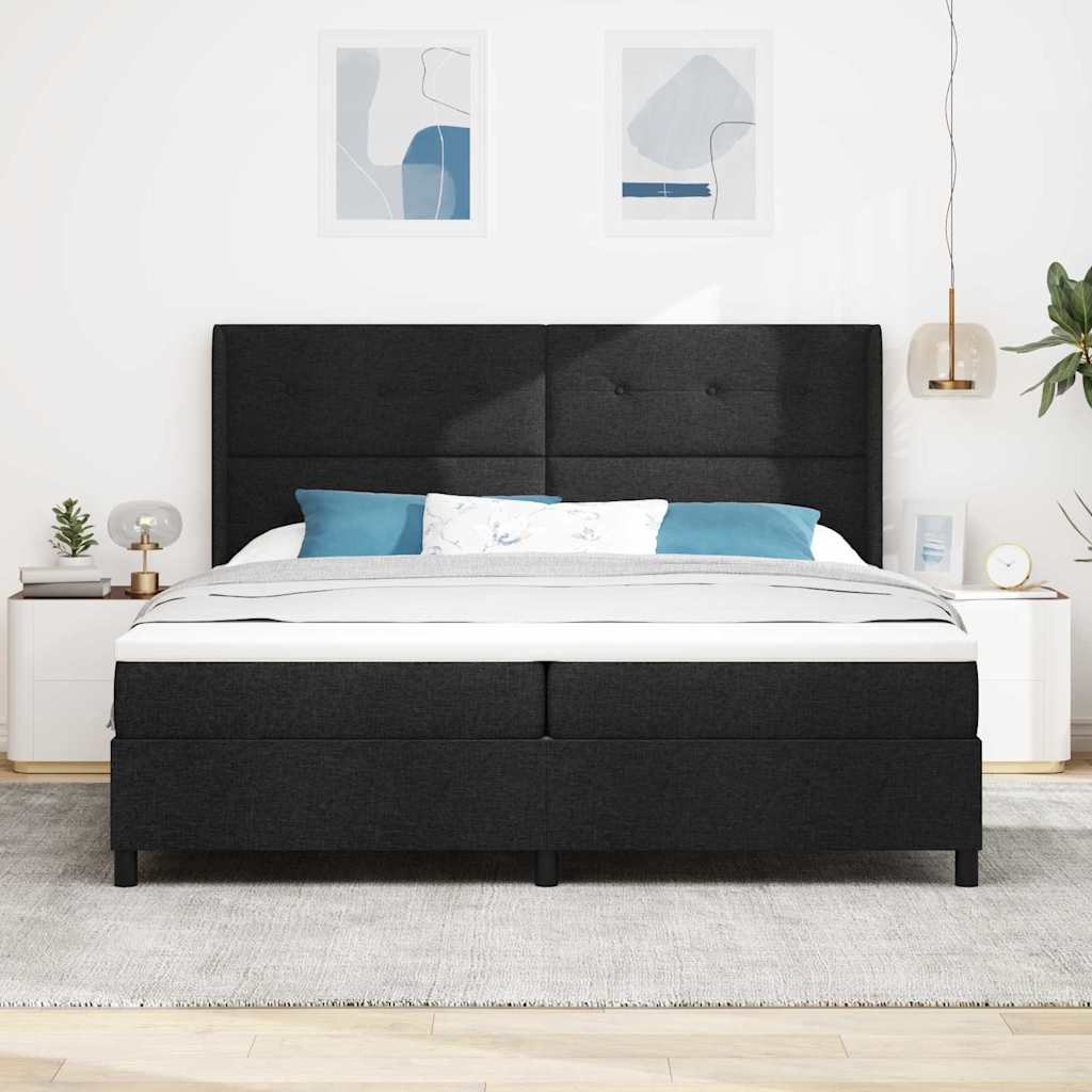 Box Spring Seng Med Madras Sort 200 X 200 Cm Stof - Billede 5
