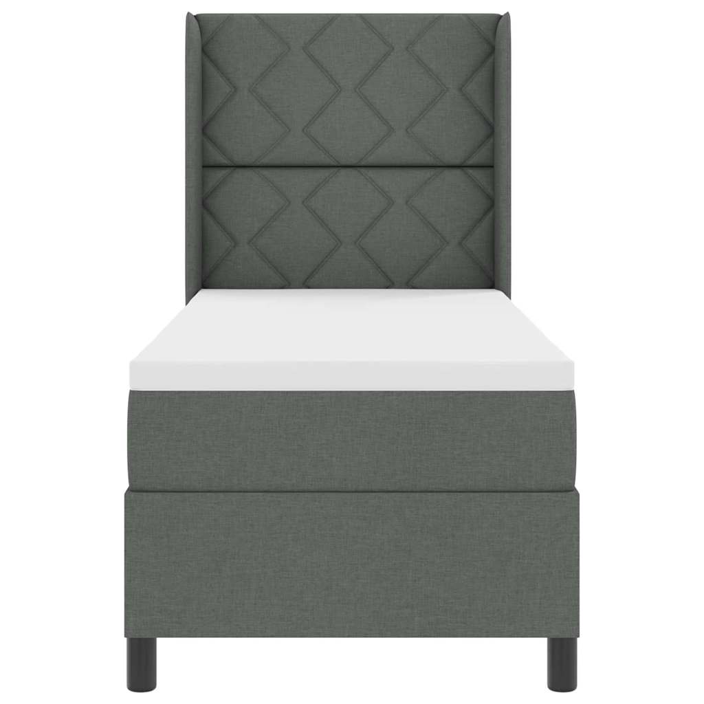 Box Spring Seng Med Madras Mørkegrå 90 X 190 Cm Stof - Billede 7