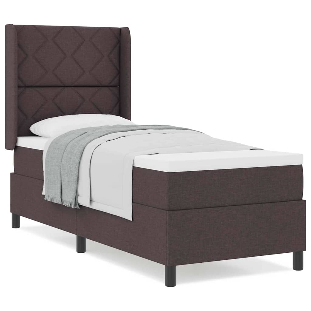 Box Spring Seng Med Madras Mørkebrun 90 X 190 Cm Stof - Billede 4