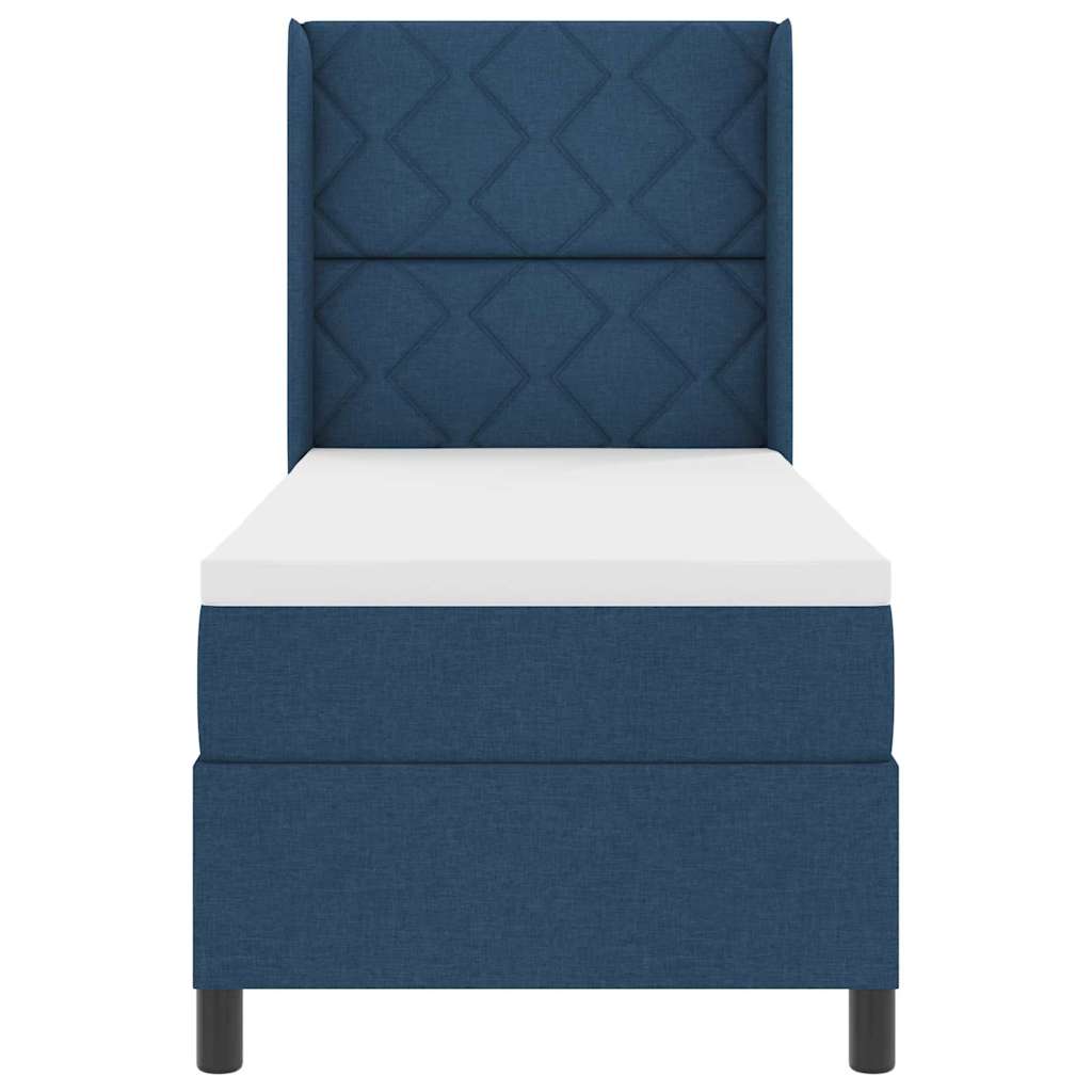 Box Spring Seng Med Madras Med Hovedgærde Blå 90 X 190 Cm Stof - Billede 8