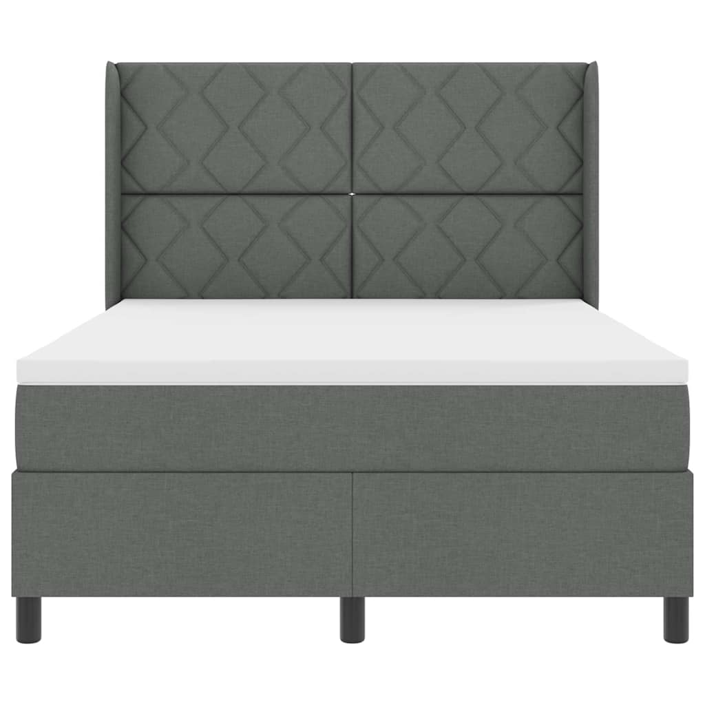Box Spring Seng Med Madras Mørkegrå 140 X 200 Cm Stof - Billede 8