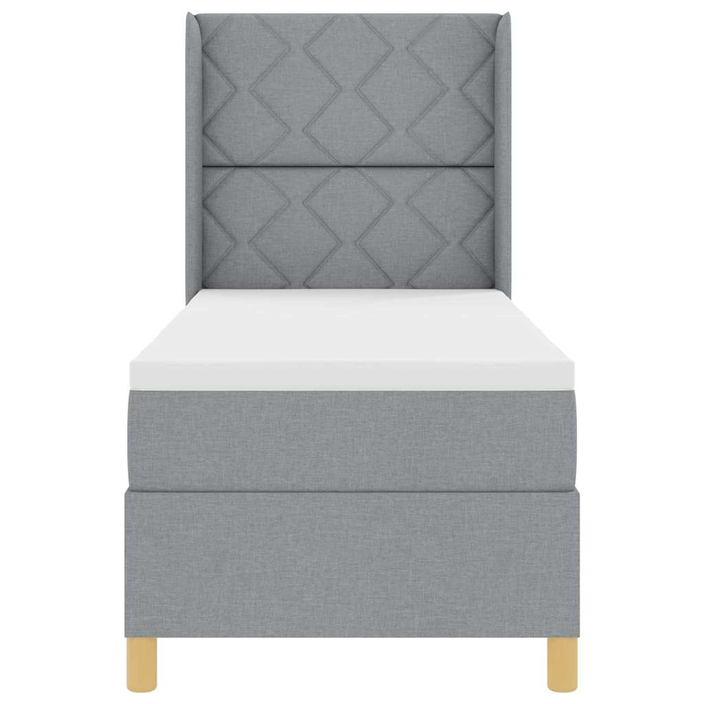 Boks-madrasseng Med Madras Lysegrå 80 X 200 Cm Stof - Billede 5