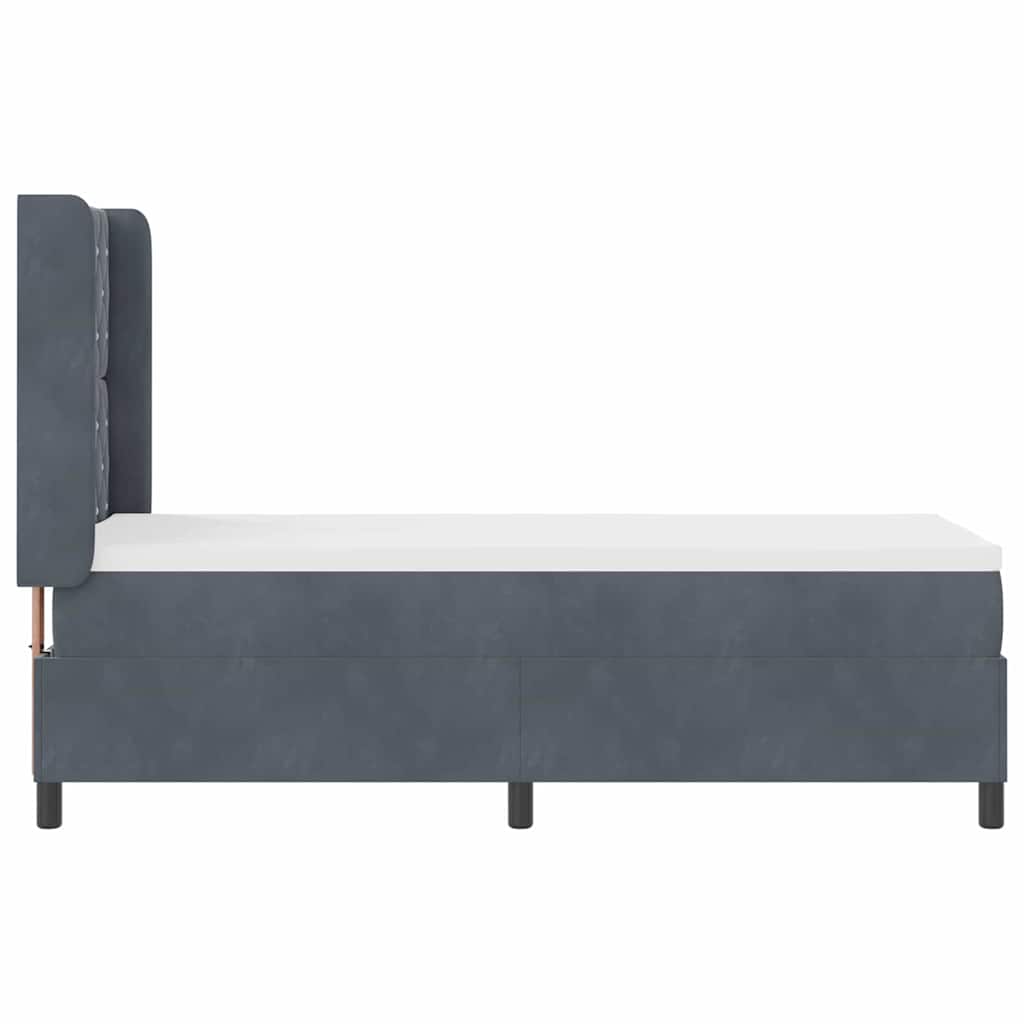 Box Spring Seng Med Hovedgærde Mørkegrå 80 X 200 Cm Fløjl - Billede 4