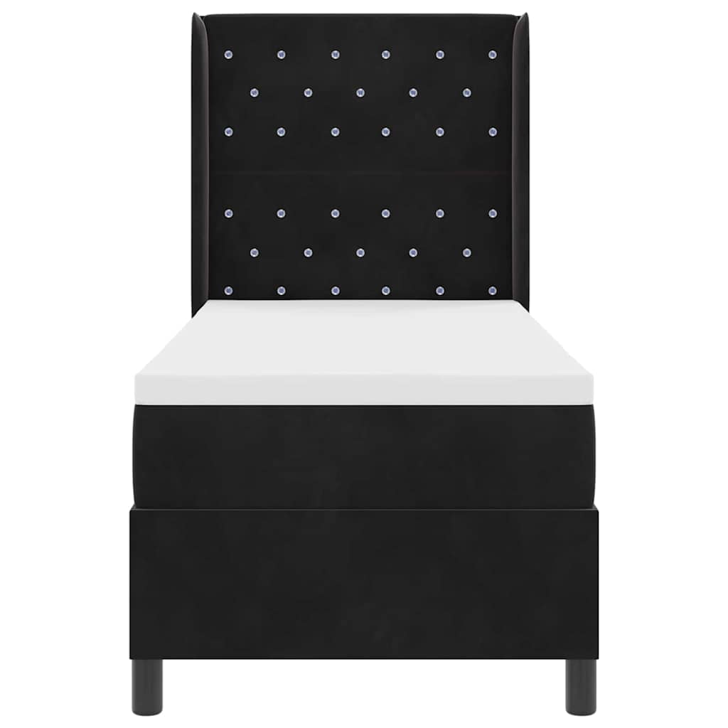 Box Spring Seng Med Hovedgærde Sort 80 X 200 Cm Fløjl - Billede 8