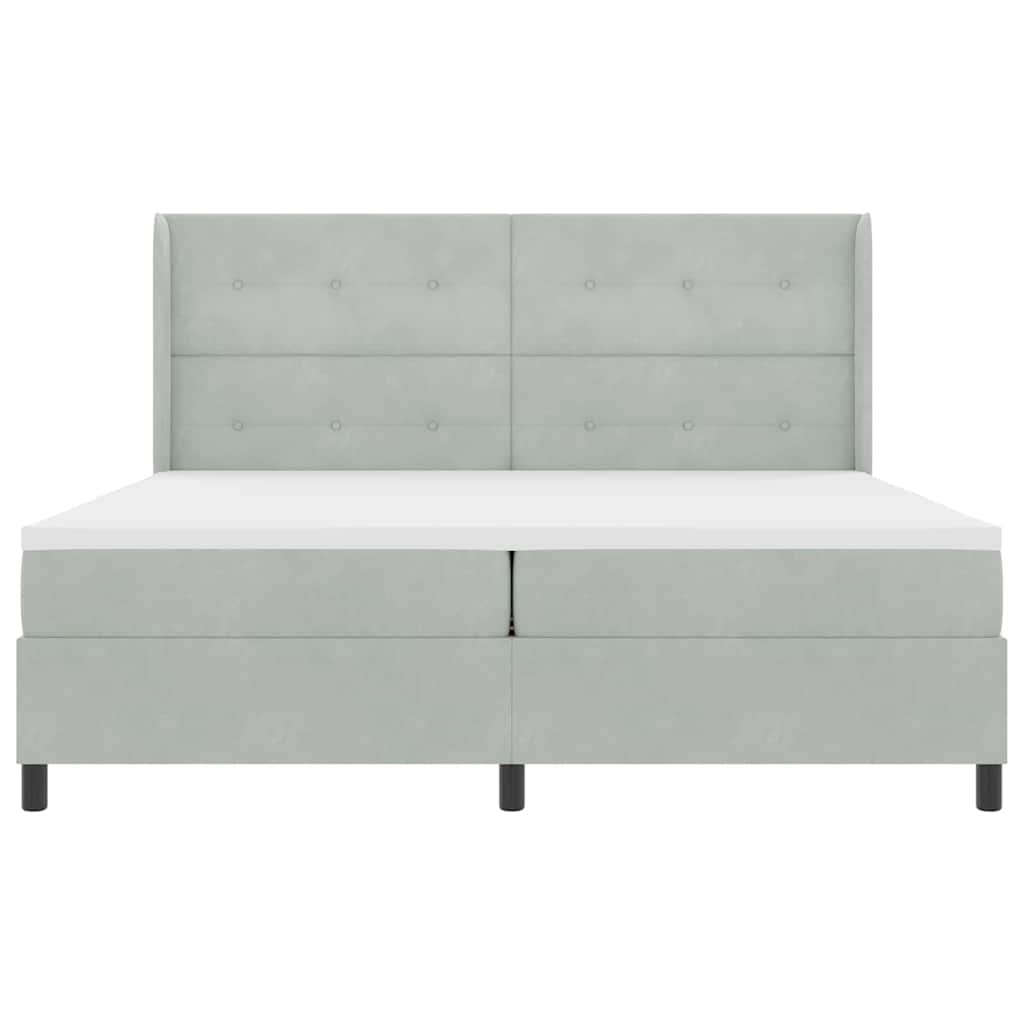 Box Spring Seng Med Hovedgærde Lysegrå 200 X 200 Cm Fløjl - Billede 8