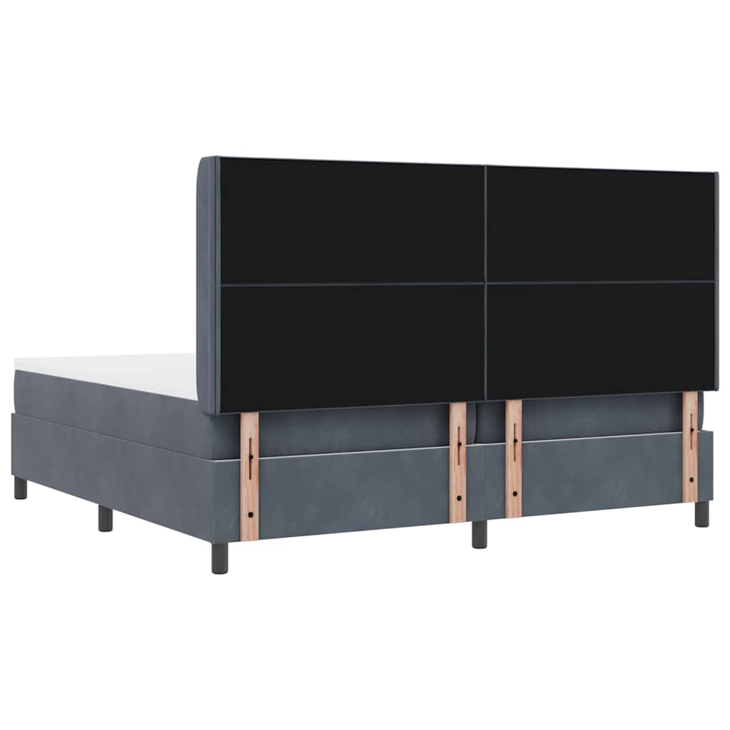Box Spring Seng Med Hovedgærde Mørkegrå 200 X 200 Cm Fløjl - Billede 9
