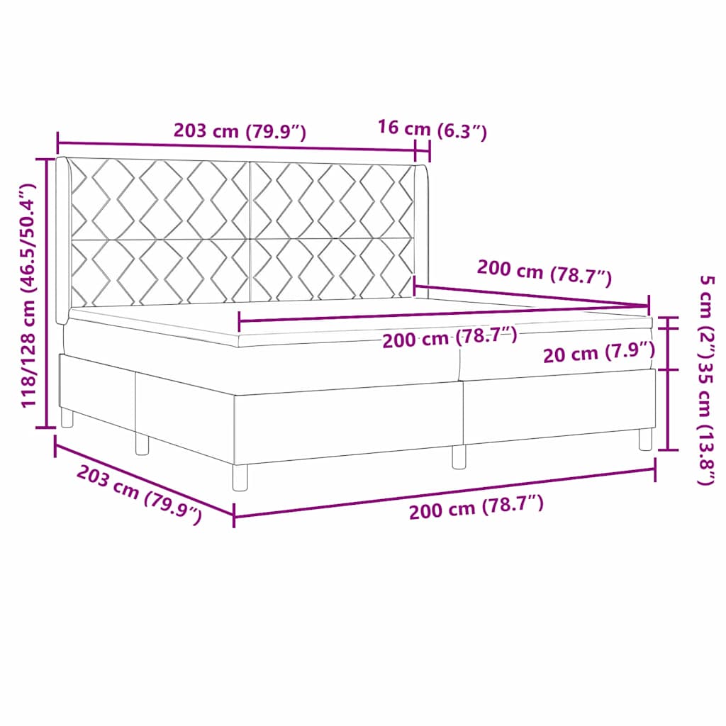 Box Spring Seng Med Hovedgærde Mørkegrå 200 X 200 Cm Fløjl - Billede 12