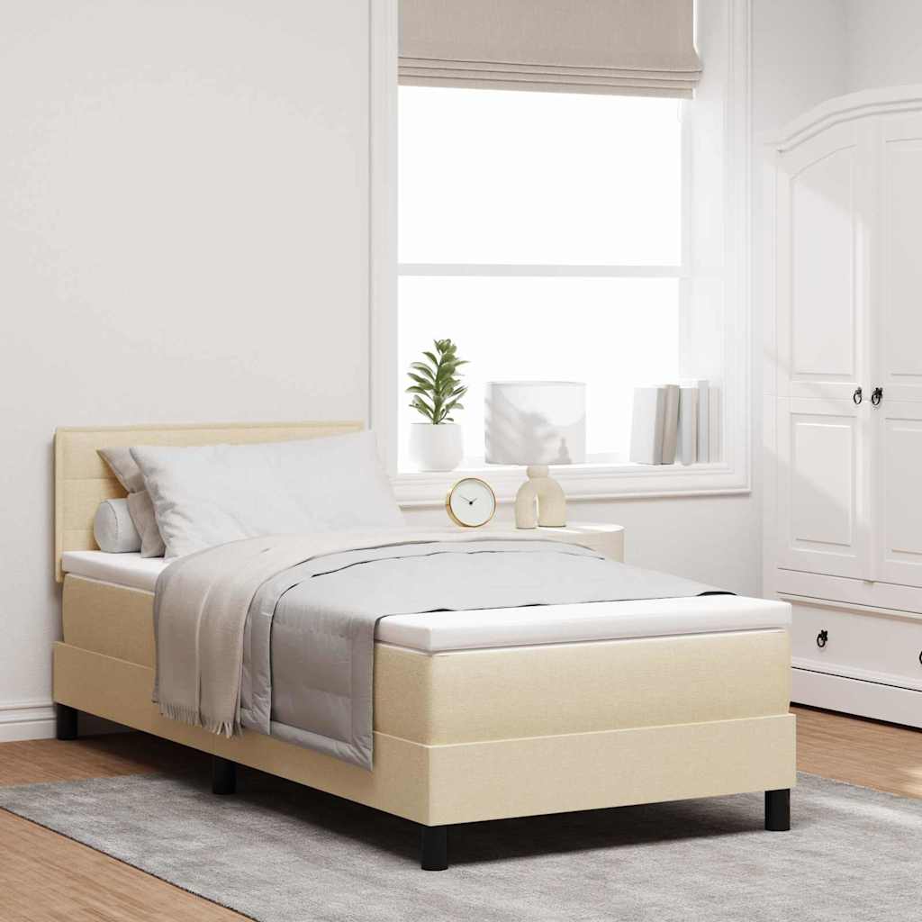 Box Spring Seng Med Madras Creme 80 X 200 Cm Stof - Hovedbillede