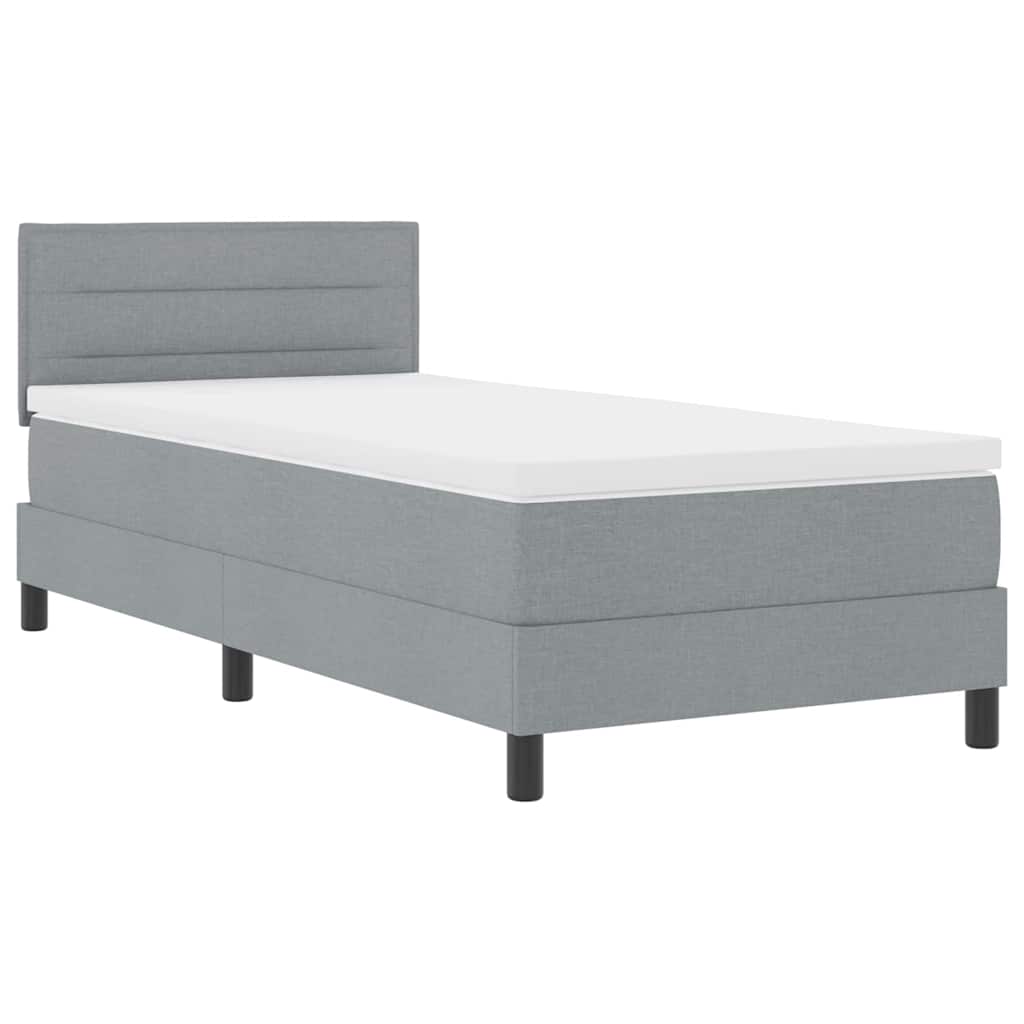 Box Spring Seng Med Madras Lysegrå 90 X 190 Cm Stof - Billede 2