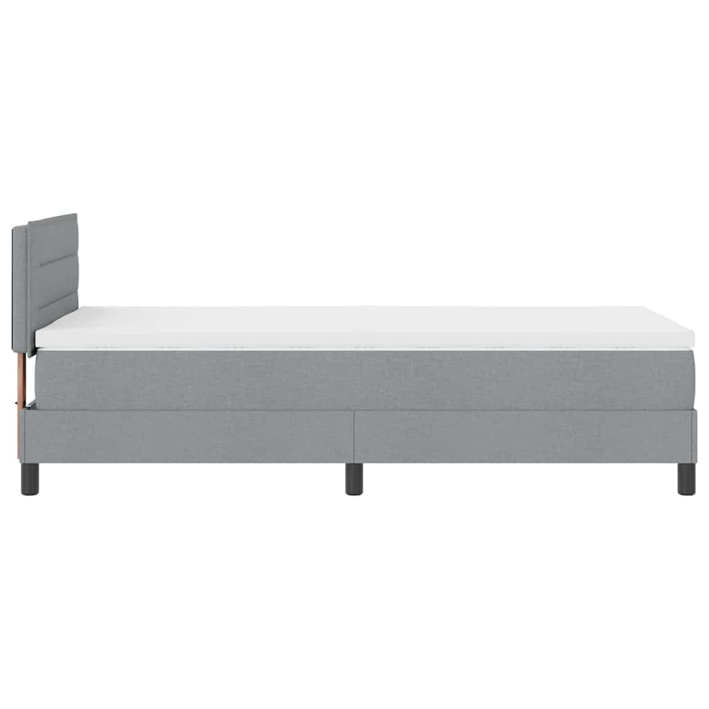Box Spring Seng Med Madras Lysegrå 90 X 190 Cm Stof - Billede 9