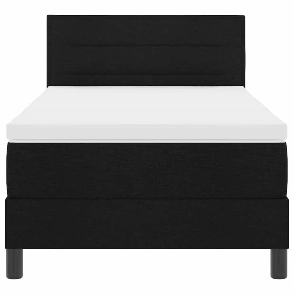 Box Spring Seng Med Madras Med Hovedgærde Sort 90 X 190 Cm Stof - Billede 8