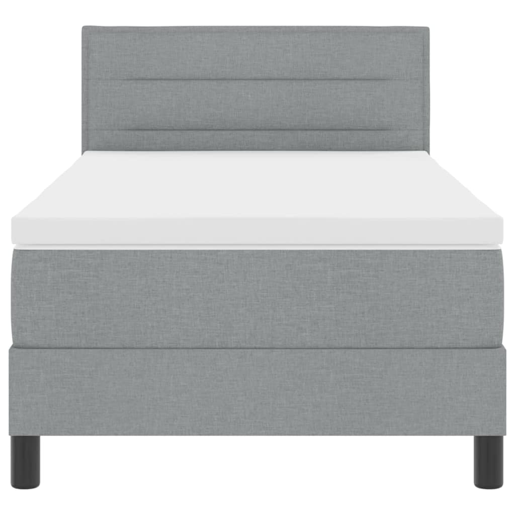 Box Spring Seng Med Madras Lysegrå 90 X 200 Cm Stof - Billede 8