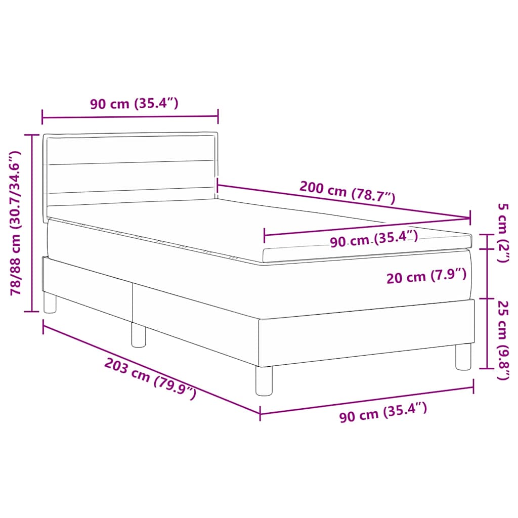 Box Spring Seng Med Madras Mørkegrå 90 X 200 Cm Stof - Billede 13