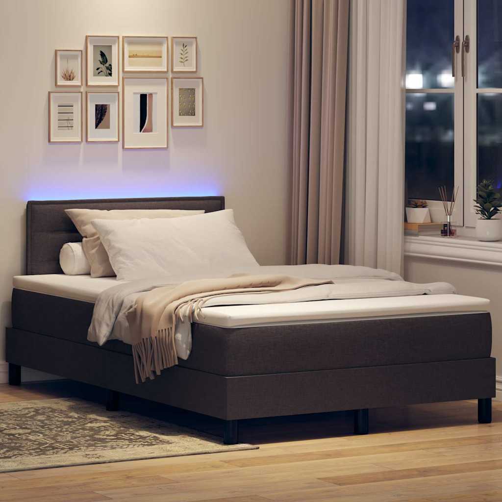 Box Spring Seng Med Madras Mørk Brun 120 X 200 Cm Stof - Billede 5