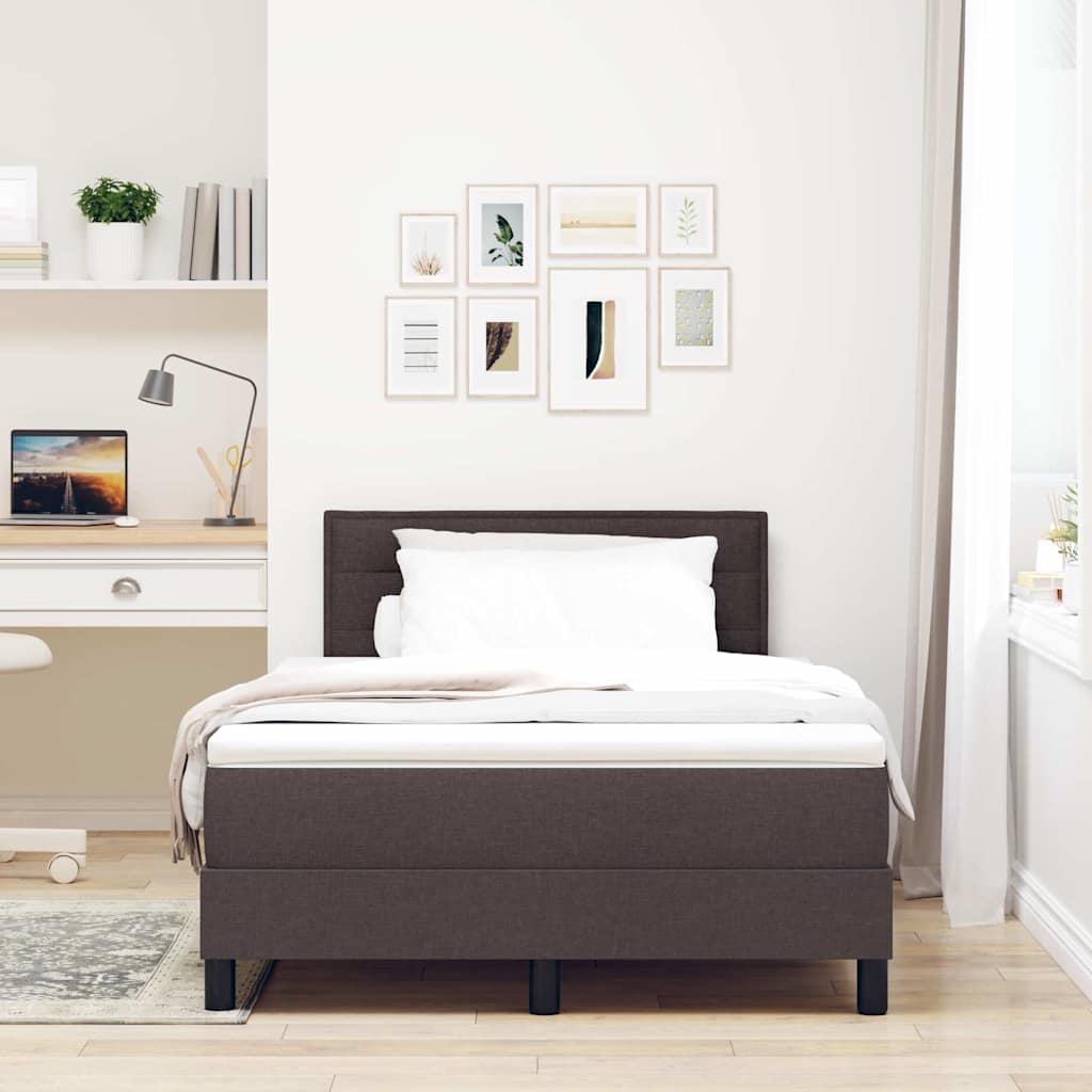 Box Spring Seng Med Madras Mørk Brun 120 X 200 Cm Stof - Billede 4