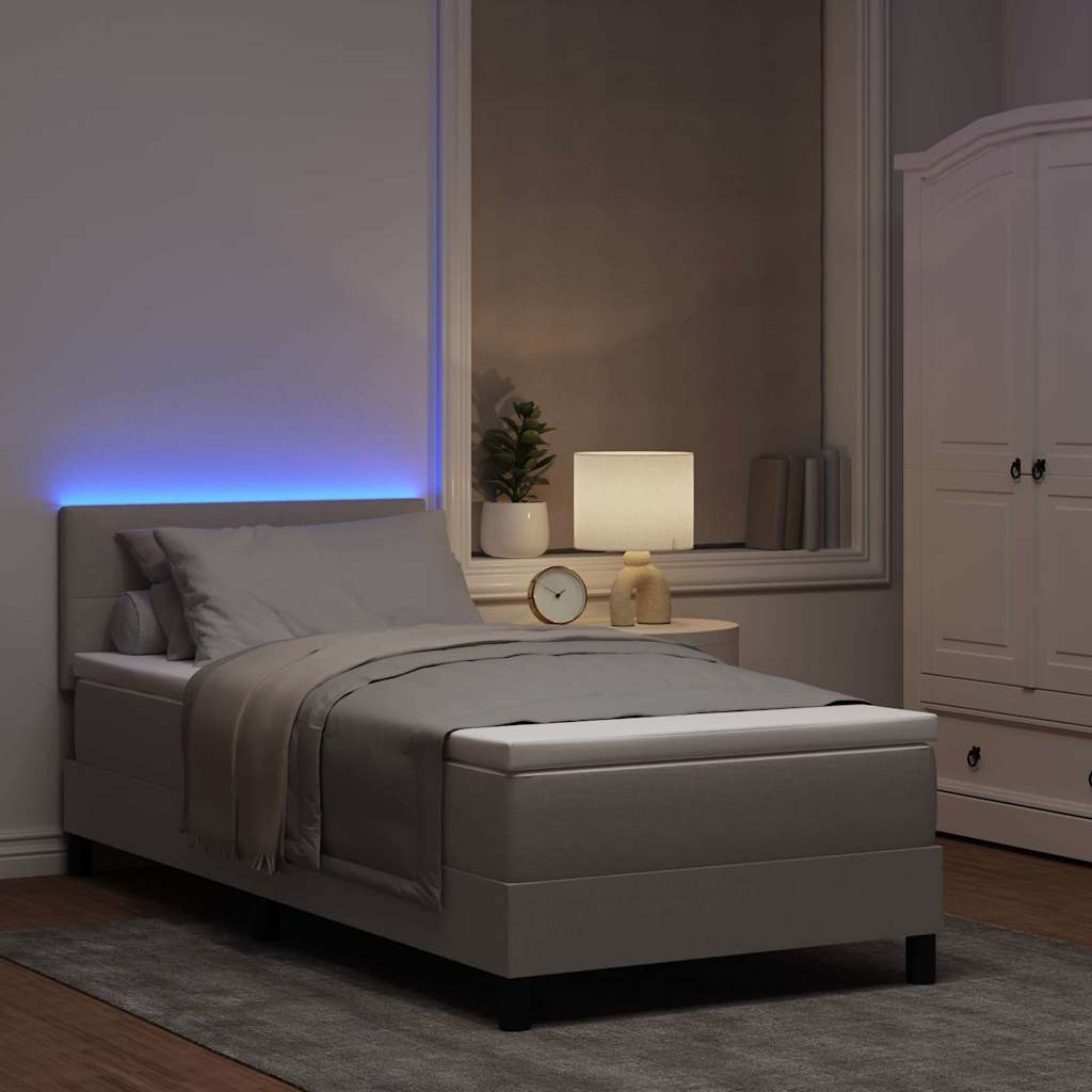 Box Spring Seng Med Madras Gråbrun 80 X 200 Cm Stof - Billede 5