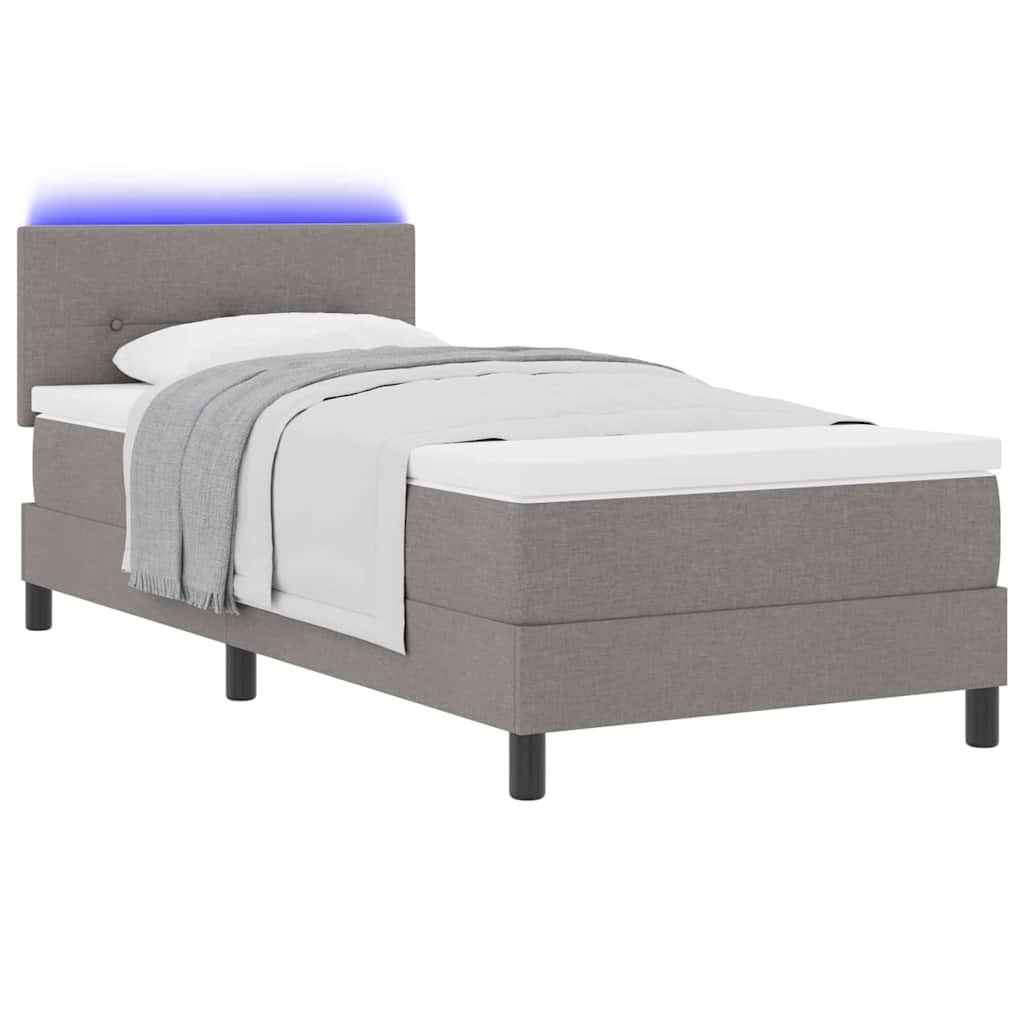 Box Spring Seng Med Madras Gråbrun 80 X 200 Cm Stof - Billede 3