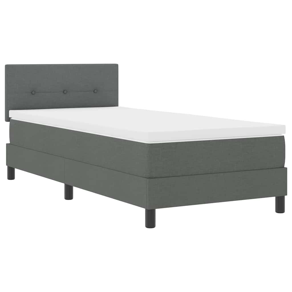 Box Spring Seng Med Madras Mørkegrå 90 X 200 Cm Stof - Billede 2