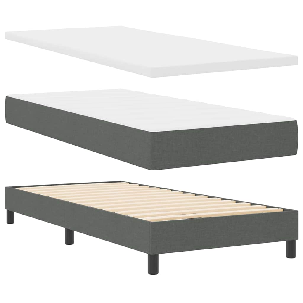Box Spring Seng Med Madras Mørkegrå 120 X 190 Cm Stof - Billede 6