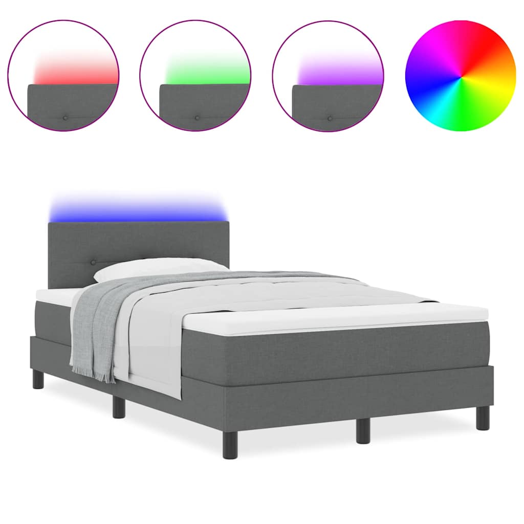 Box Spring Seng Med Madras Mørkegrå 120 X 200 Cm Stof - Billede 4