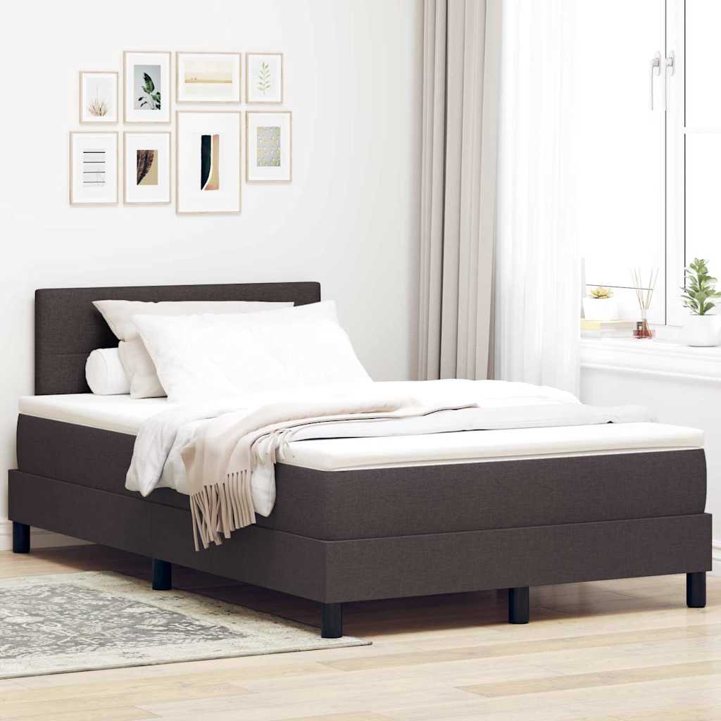 Box Spring Seng Med Madras Mørk Brun 120 X 200 Cm Stof - Hovedbillede