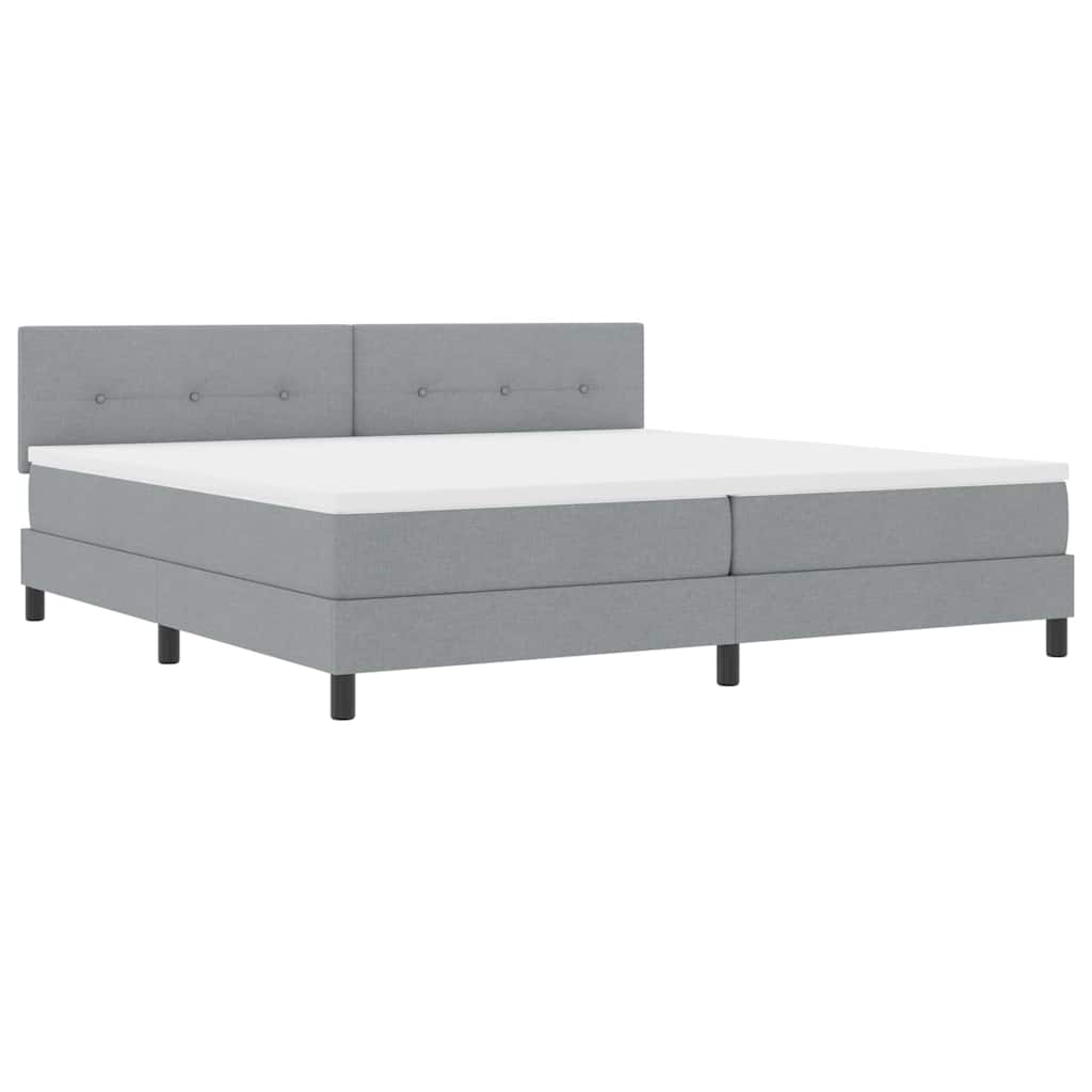 Box Spring Seng Med Madras Lysegrå 200 X 200 Cm Stof - Billede 2