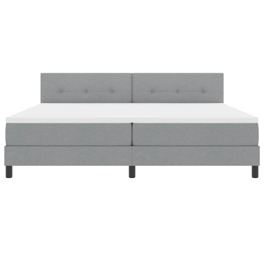 Box Spring Seng Med Madras Lysegrå 200 X 200 Cm Stof - Billede 8