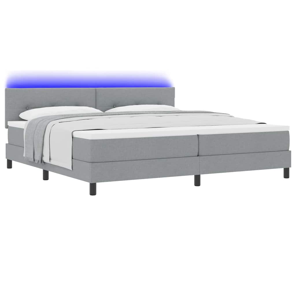 Box Spring Seng Med Madras Lysegrå 200 X 200 Cm Stof - Billede 3