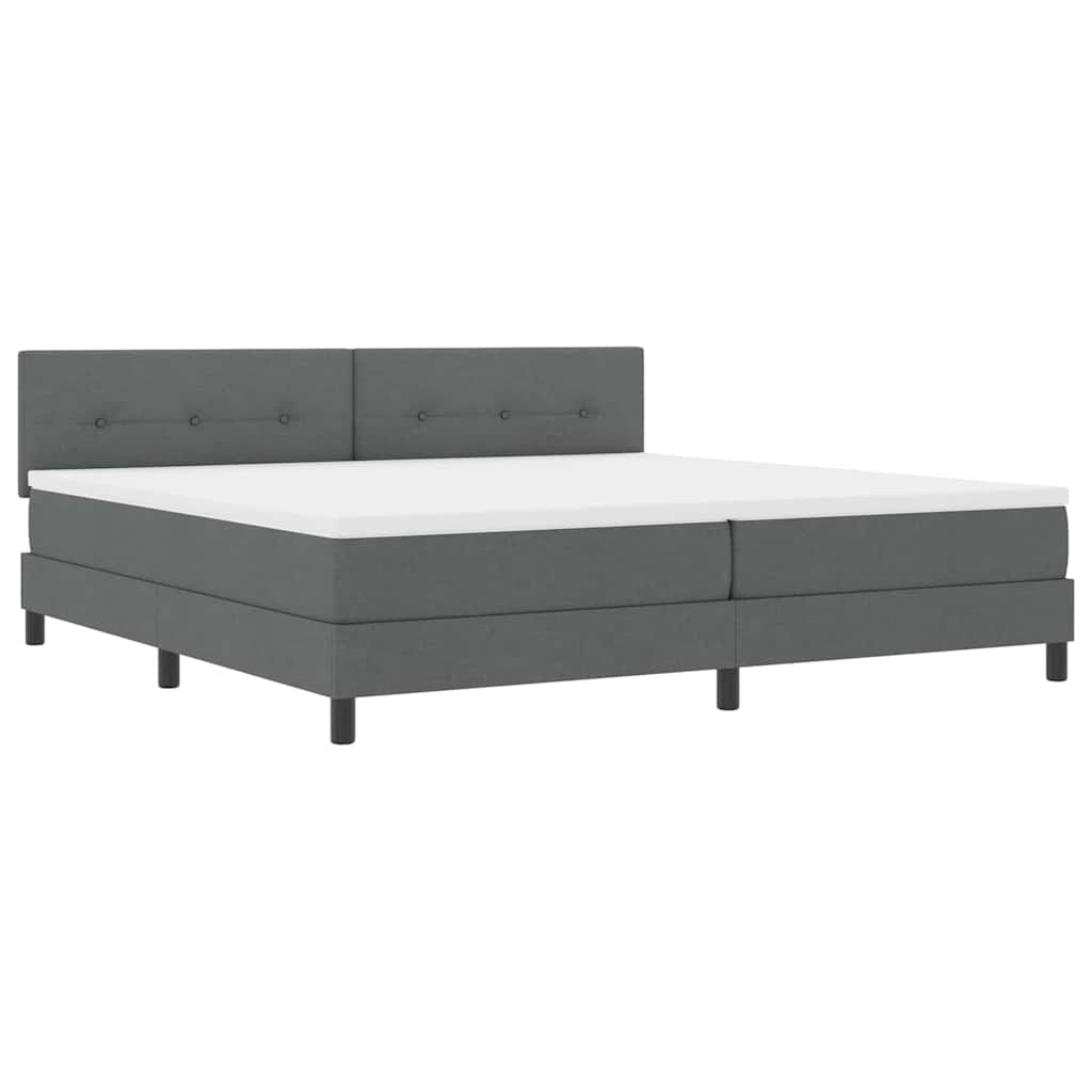 Box Spring Seng Med Madras Mørkegrå 200 X 200 Cm Stof - Billede 2