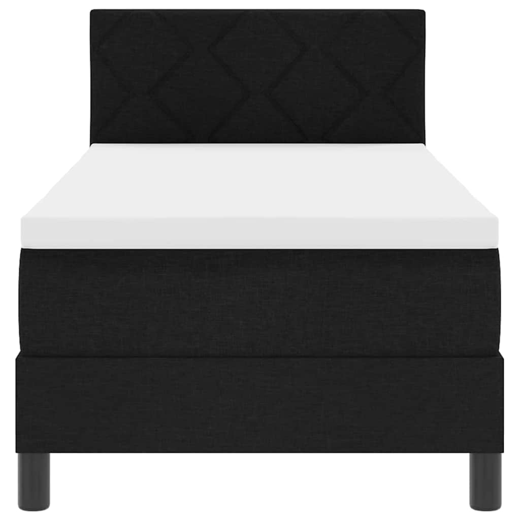 Box Spring Seng Med Madras Med Hovedgærde Sort 80 X 200 Cm Stof - Billede 9