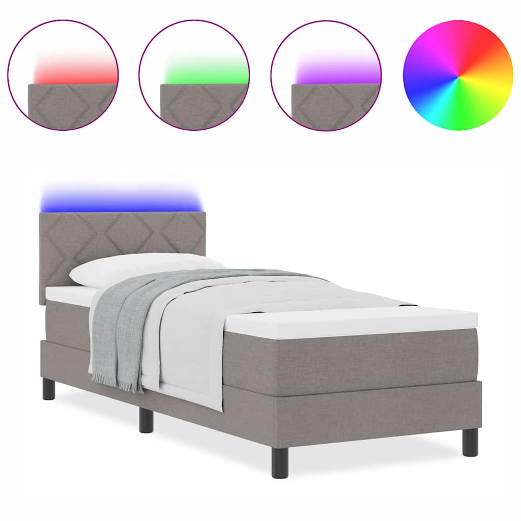 Box Spring Seng Med Madras Gråbrun 80 X 200 Cm Stof - Billede 4