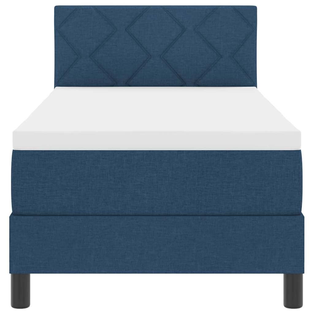 Box Spring Seng Med Madras Med Hovedgærde Blå 80 X 200 Cm Stof - Billede 9