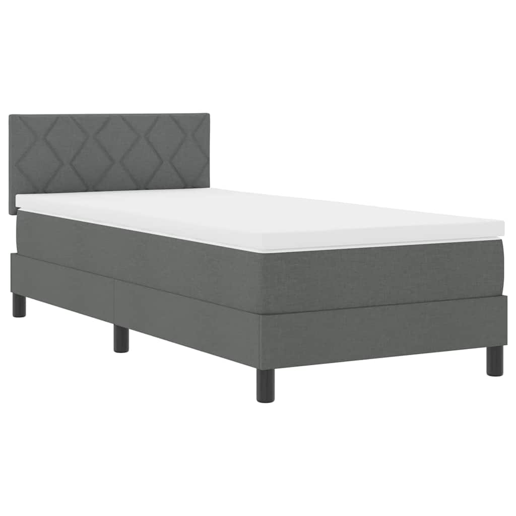 Box Spring Seng Med Madras Mørkegrå 90 X 190 Cm Stof - Billede 2