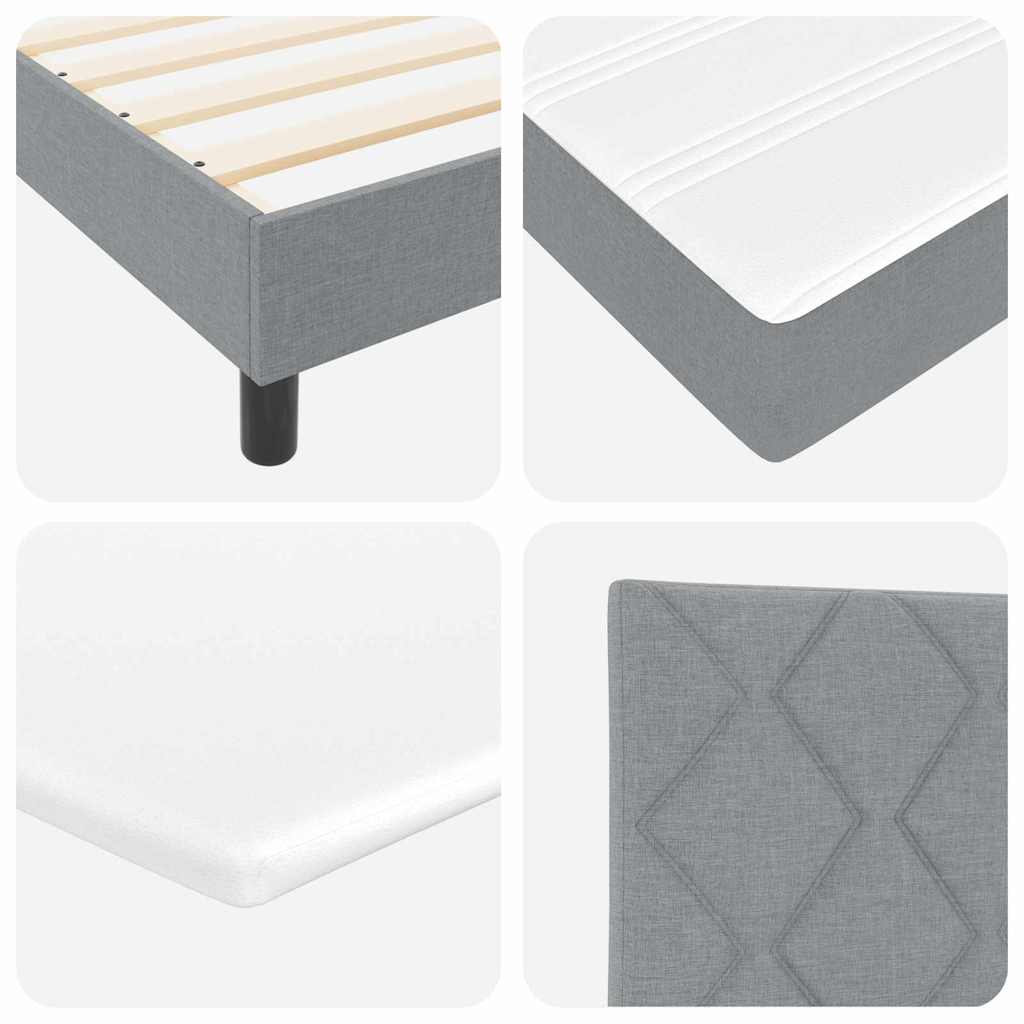 Box Spring Seng Med Madras Lysegrå 90 X 200 Cm Stof - Billede 11